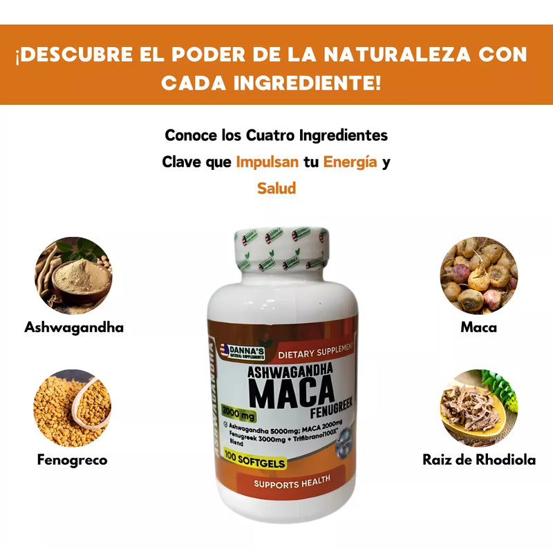 ASHWAGANDHA + MACA - REDUCE EL ESTRÉS Y LA ANSIEDAD